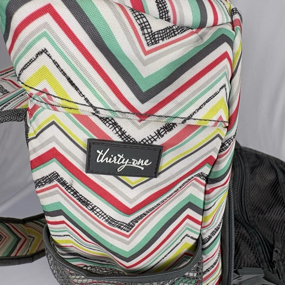 Thirty-One Camera Bag Sling Backpack Punch Chevron Removable Insert Multi-Use